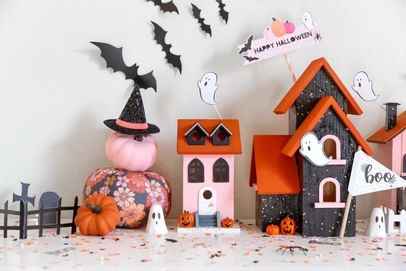 How to DIY the Cutest Pink Halloween Ghost Village
