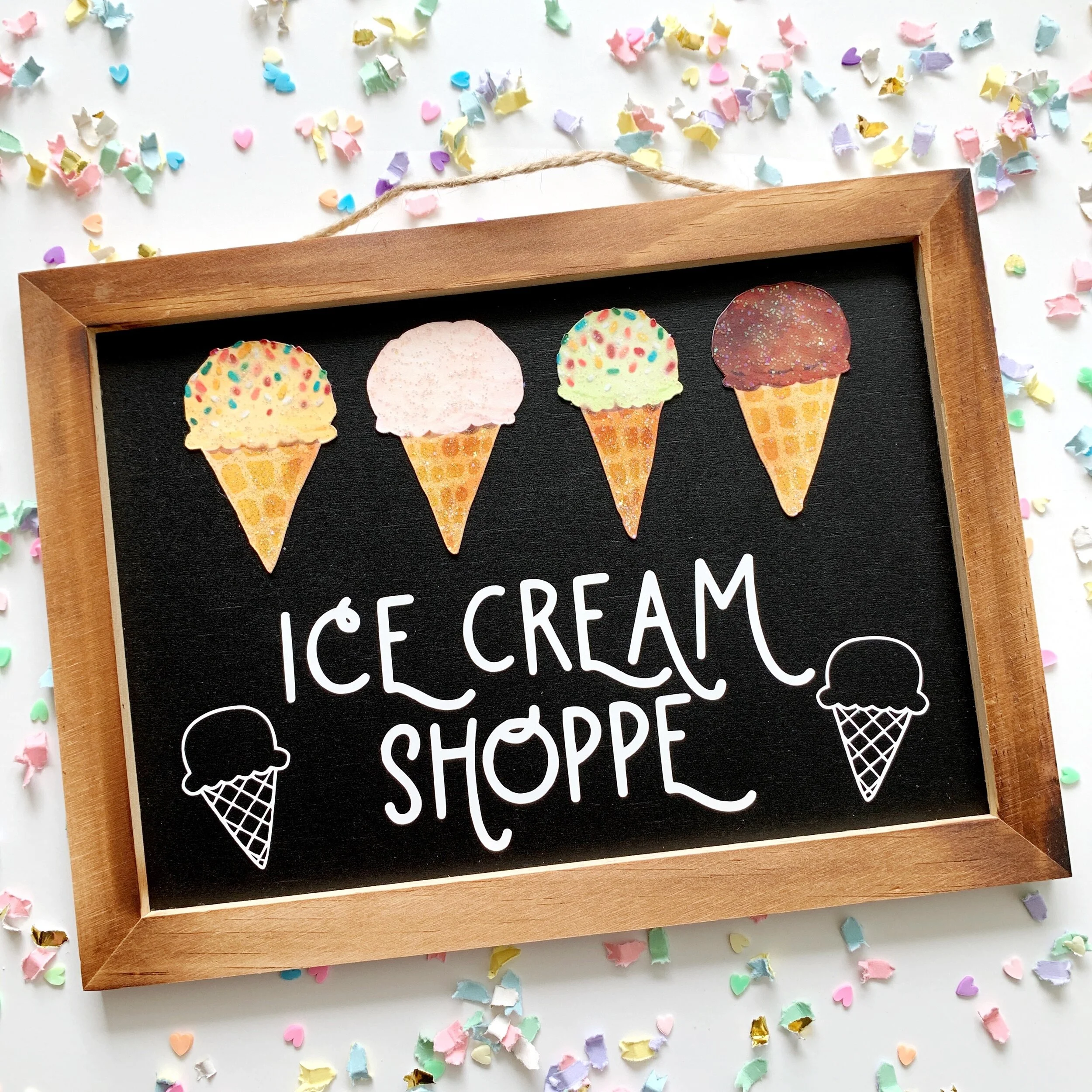 How to DIY Your Own Ice Cream Chalkboard Sign with a Free Lettering Cut File