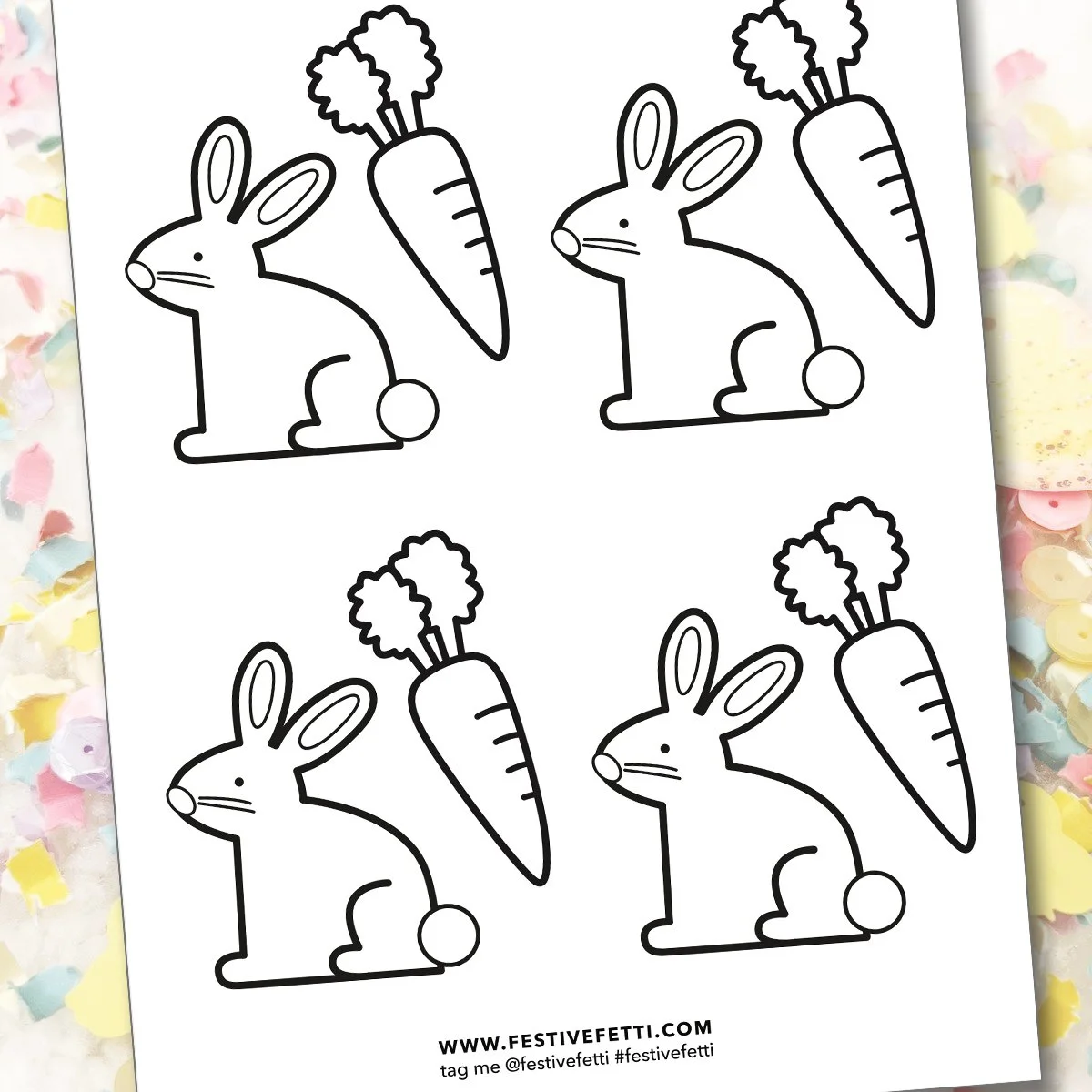 Bunny and Carrot Coloring Page