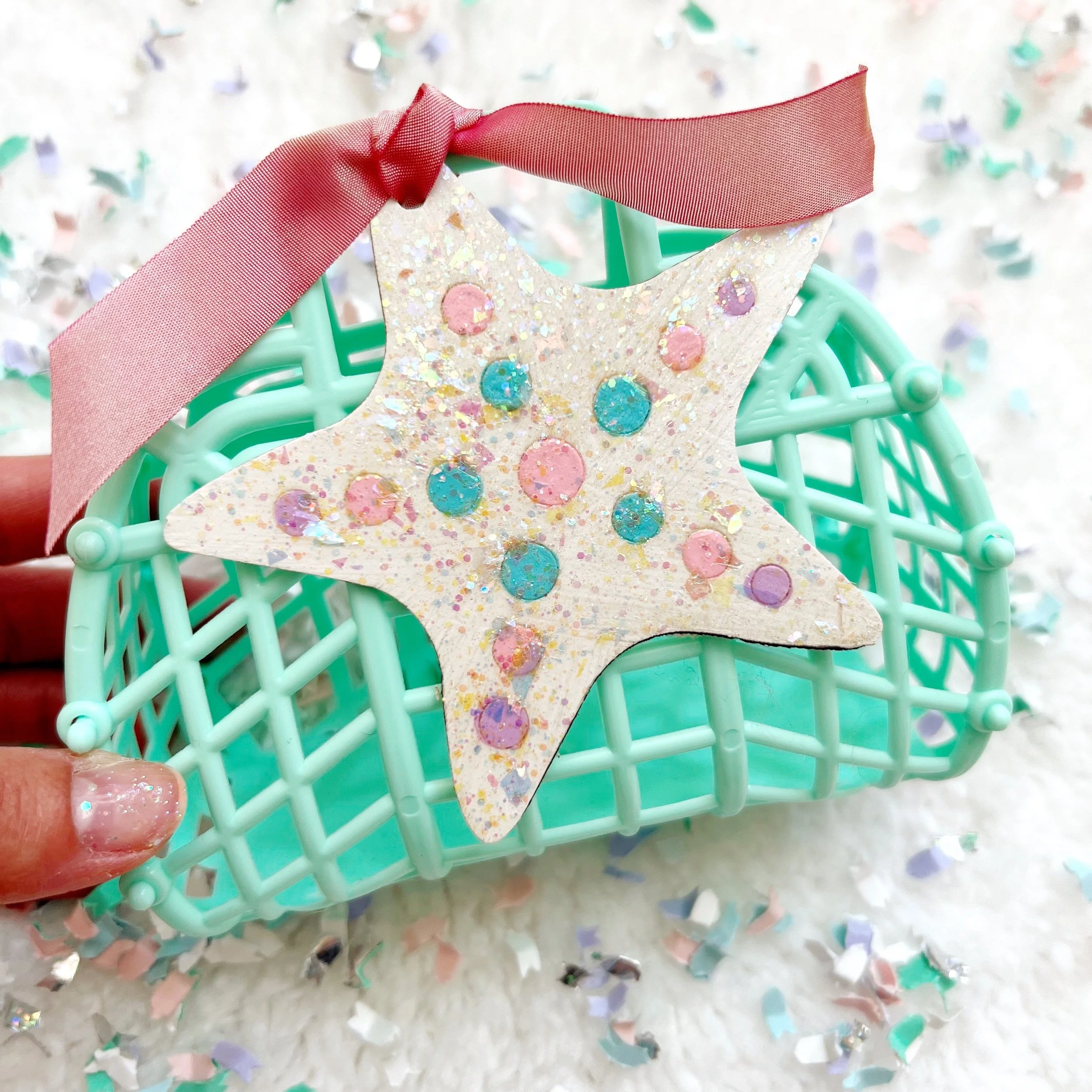 Mermaid Starfish Wood Gift Tags