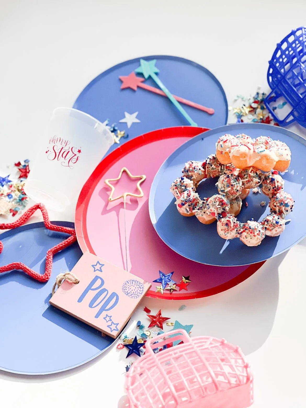 Oh My Stars - Let's Set Up the Perfect Patriotic Table with Festive Red, White and Blue Donuts