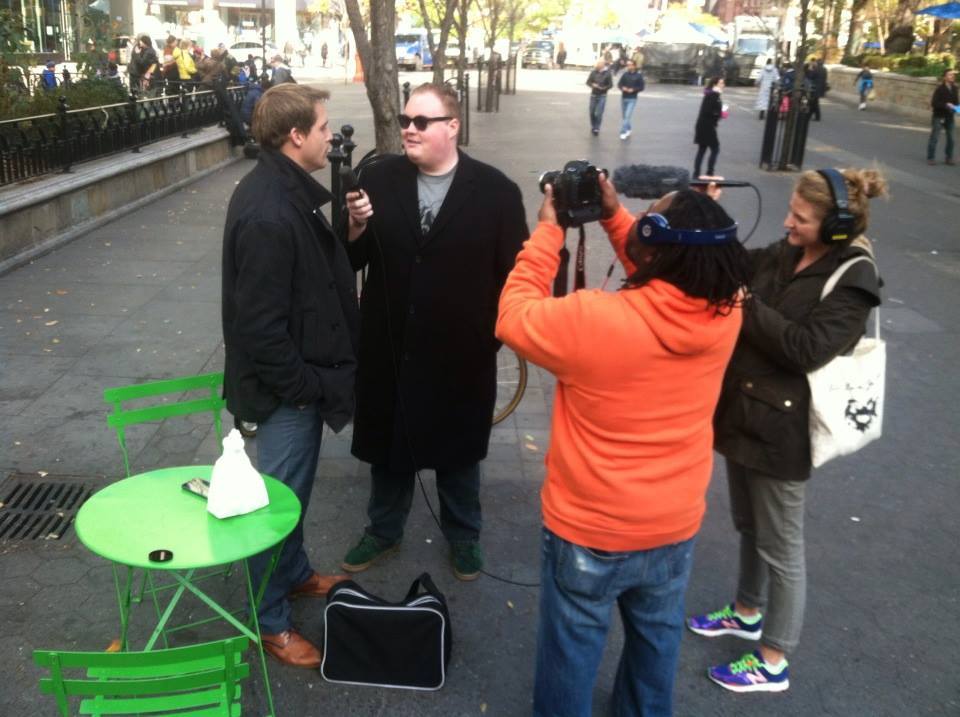 Birdsall filming "V-Card The Film" in New York City. 