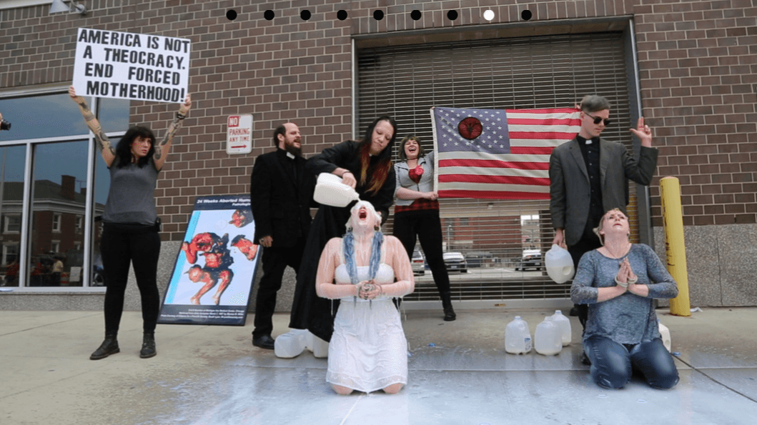 The Satanic Temple in front of Planned Parenthood