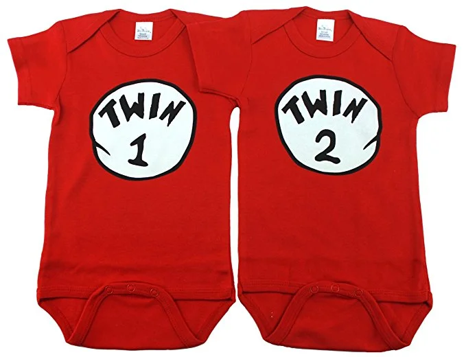 Twin 1 & Twin 2 unisex baby bodysuits Get it? Like...twins? get this for your baybays so they can be thing 1 and thing 2. $27 Buy it here.