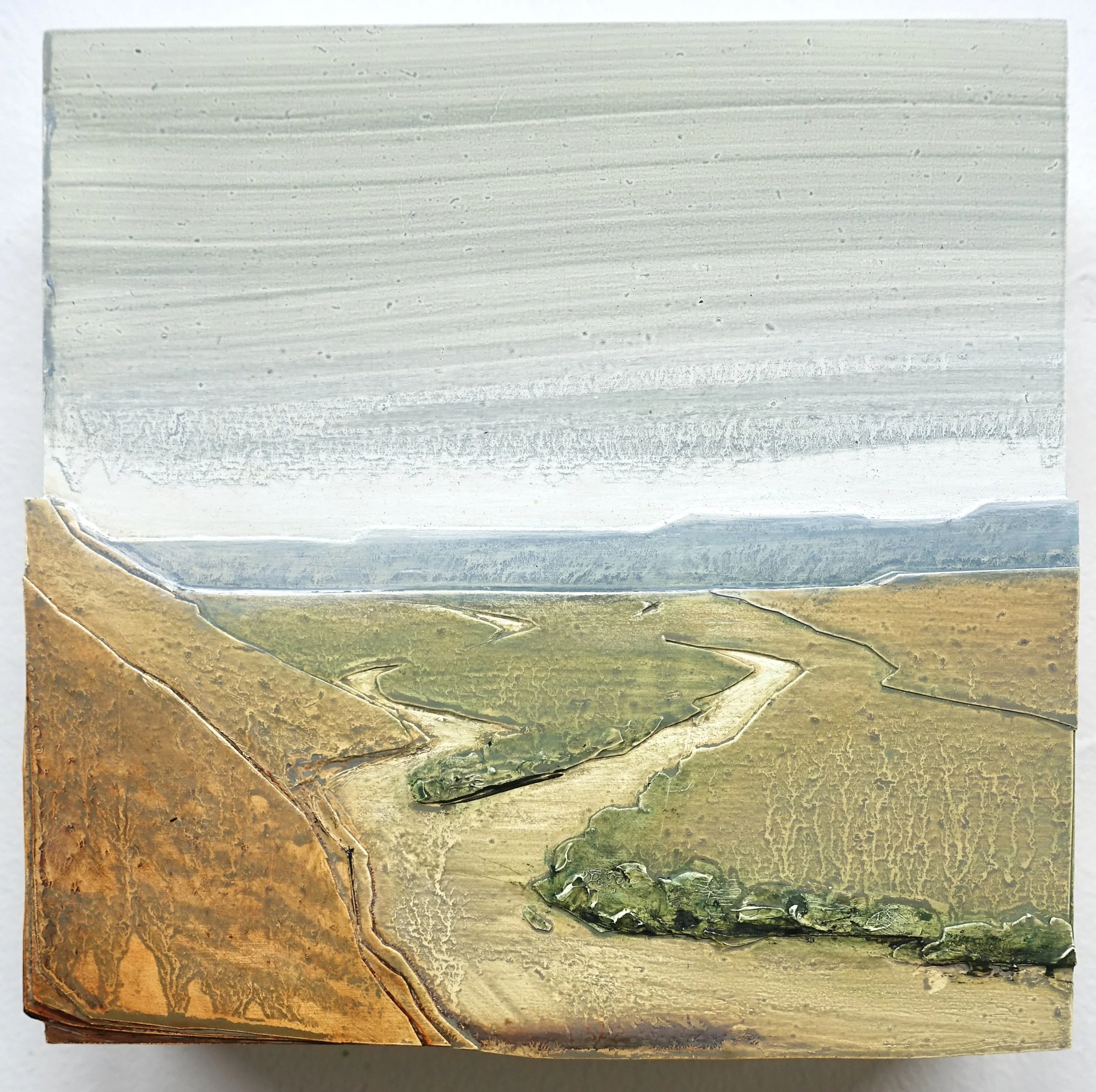 Laminae XVII (rio chama) oil, paper on panel 6 × 6” 2025