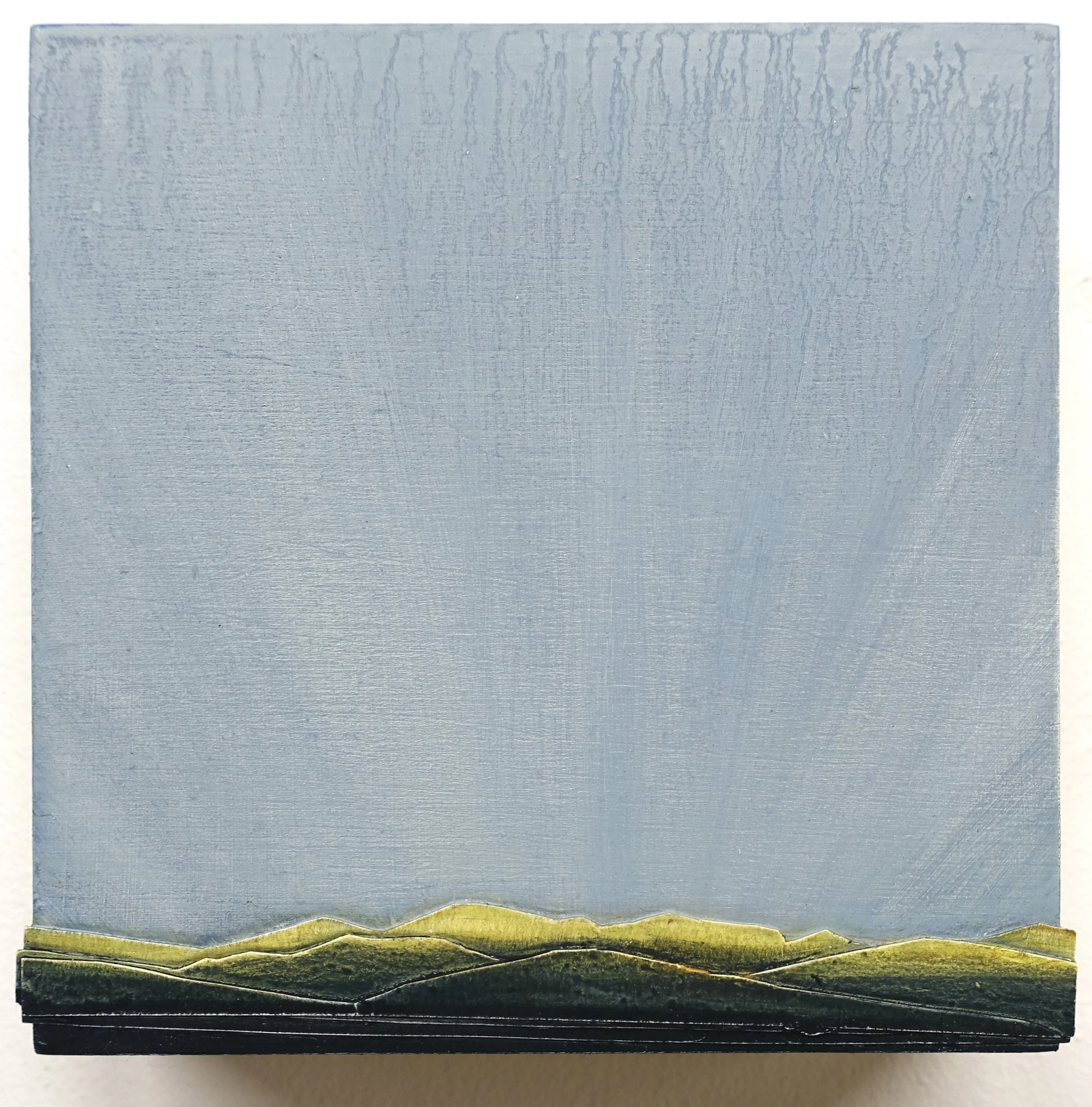 Laminae XIX (golden range) oil, paper on panel 6 × 6” 2025