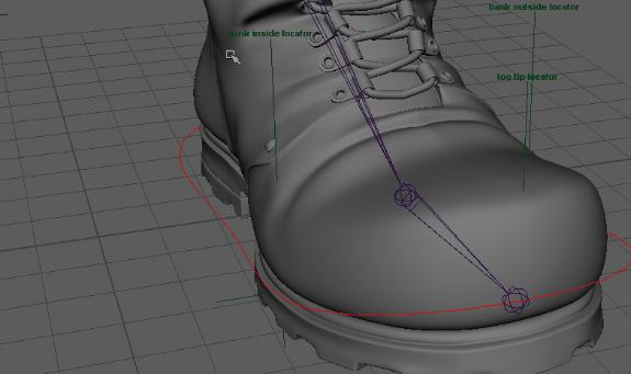 The bank inside locator should be placed on the inside curve of the foot.