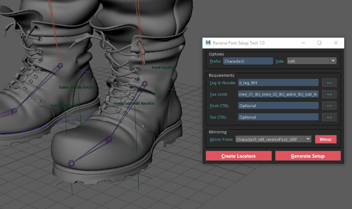Not adding a foot controller will allow the tool to create one for you. The tool creates a cube shaped controller. You may need to hide your meshes to see it snapped on the foot joint and reshape it to fit your foot geometry shape.