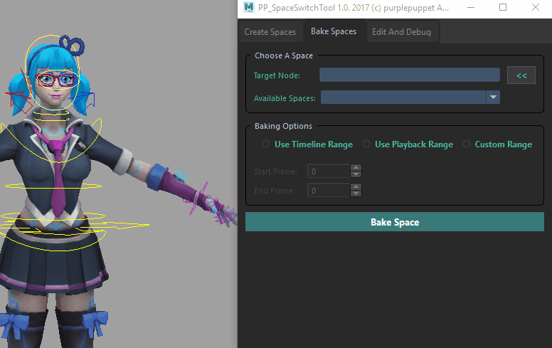 Using the Bake Spaces tab to bake spaces.