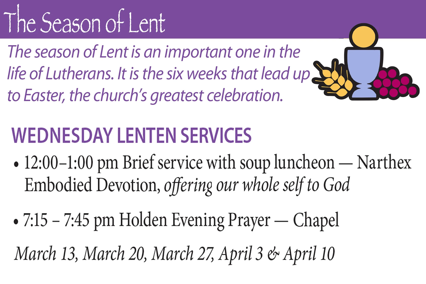 Mid Week Lenten Services