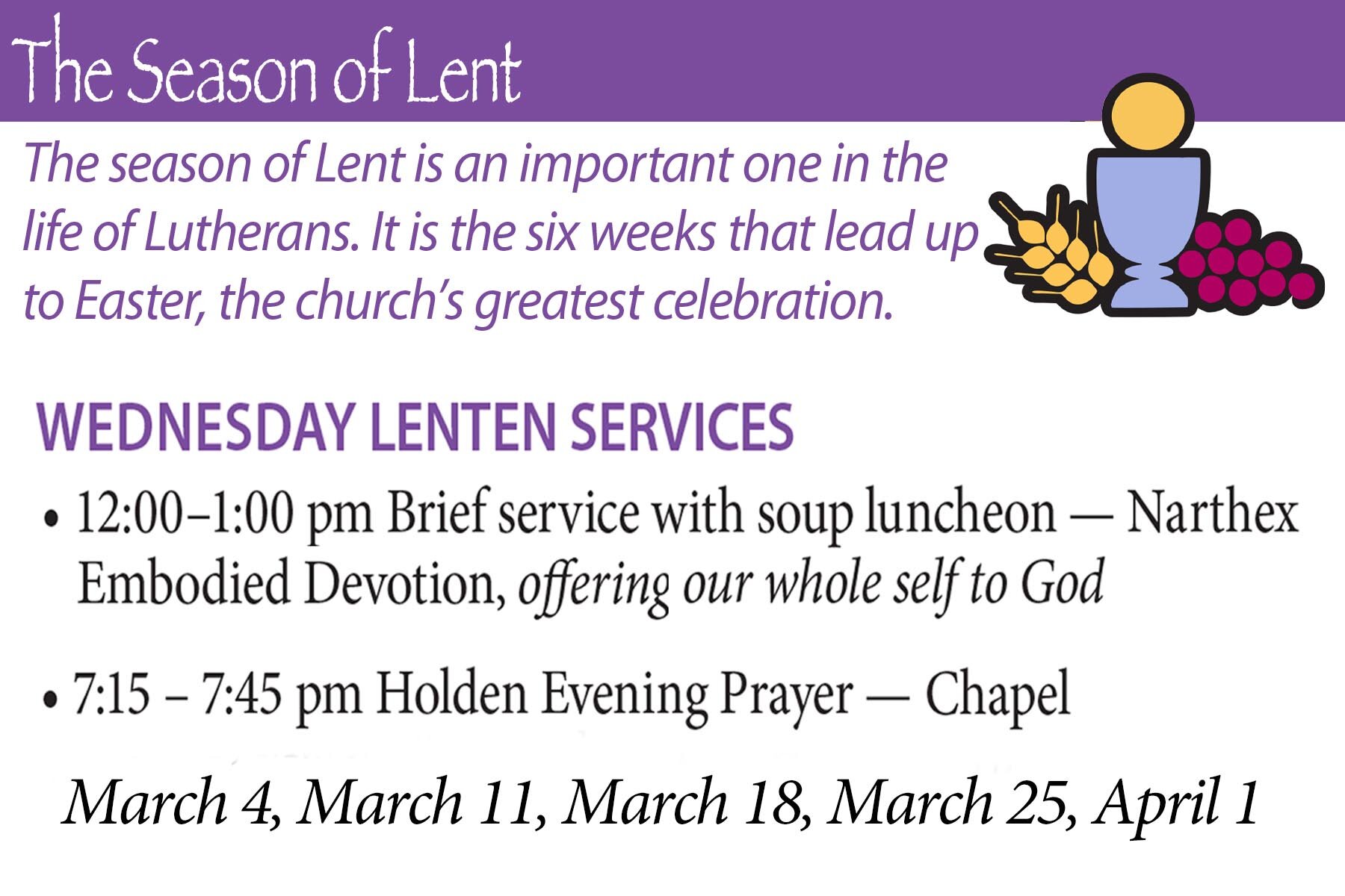 Wednesday Holden Evening Prayer Has Been Cancelled