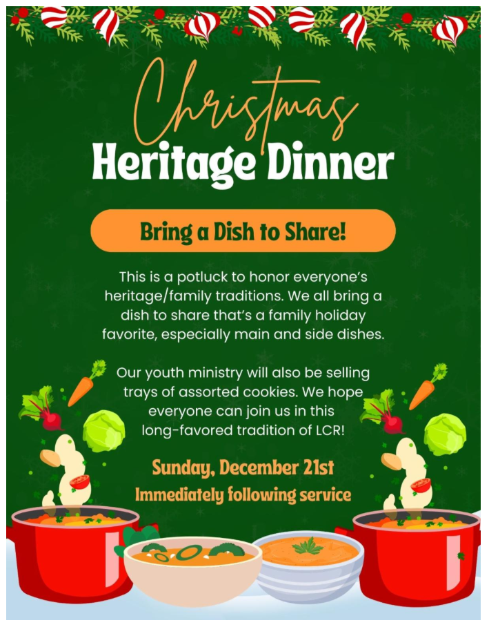 Christmas Heritage Dinner this Sunday!