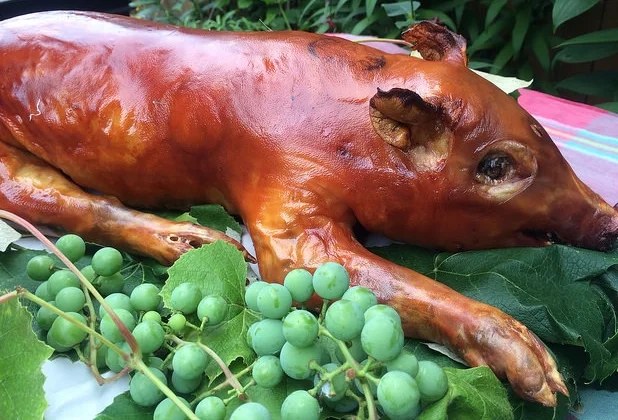 Crispy Whole Pig popular in the Phillippines as Lechon, served in traditional celebrations.