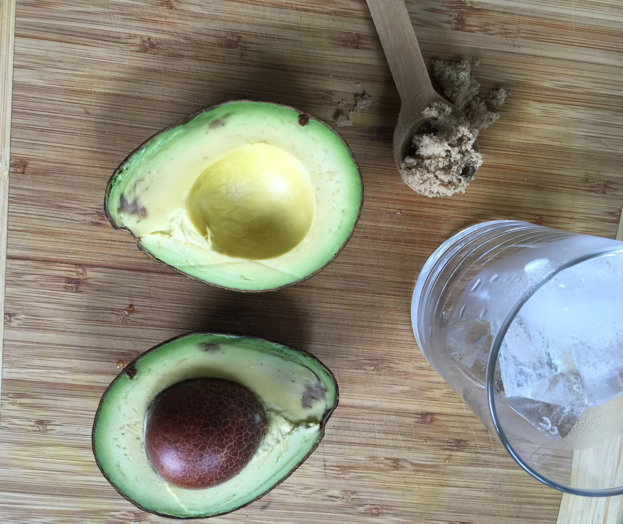 In preparation for avocado smoothie