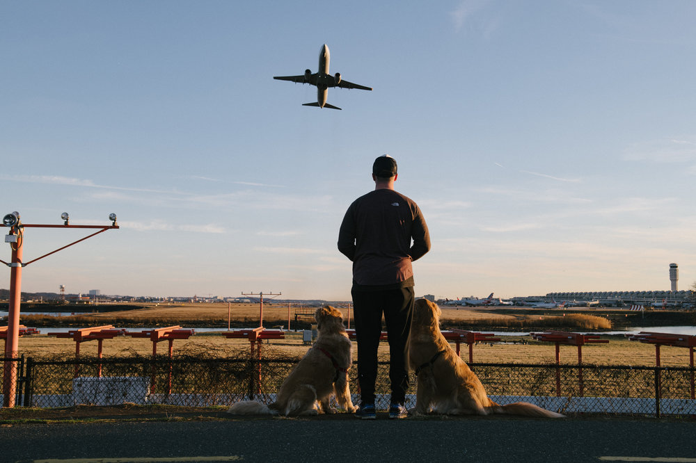 Watching planes take off at Gravelly Point during sunset