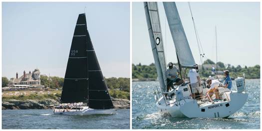 Steve and Heidi Benjamin's Carkeek 40 Spookie (left) and Tristan Mouligne's Quest 30 Samba (right) during the 2015 Ida Lewis Distance Race (Photo Credit: Meghan Sepe)