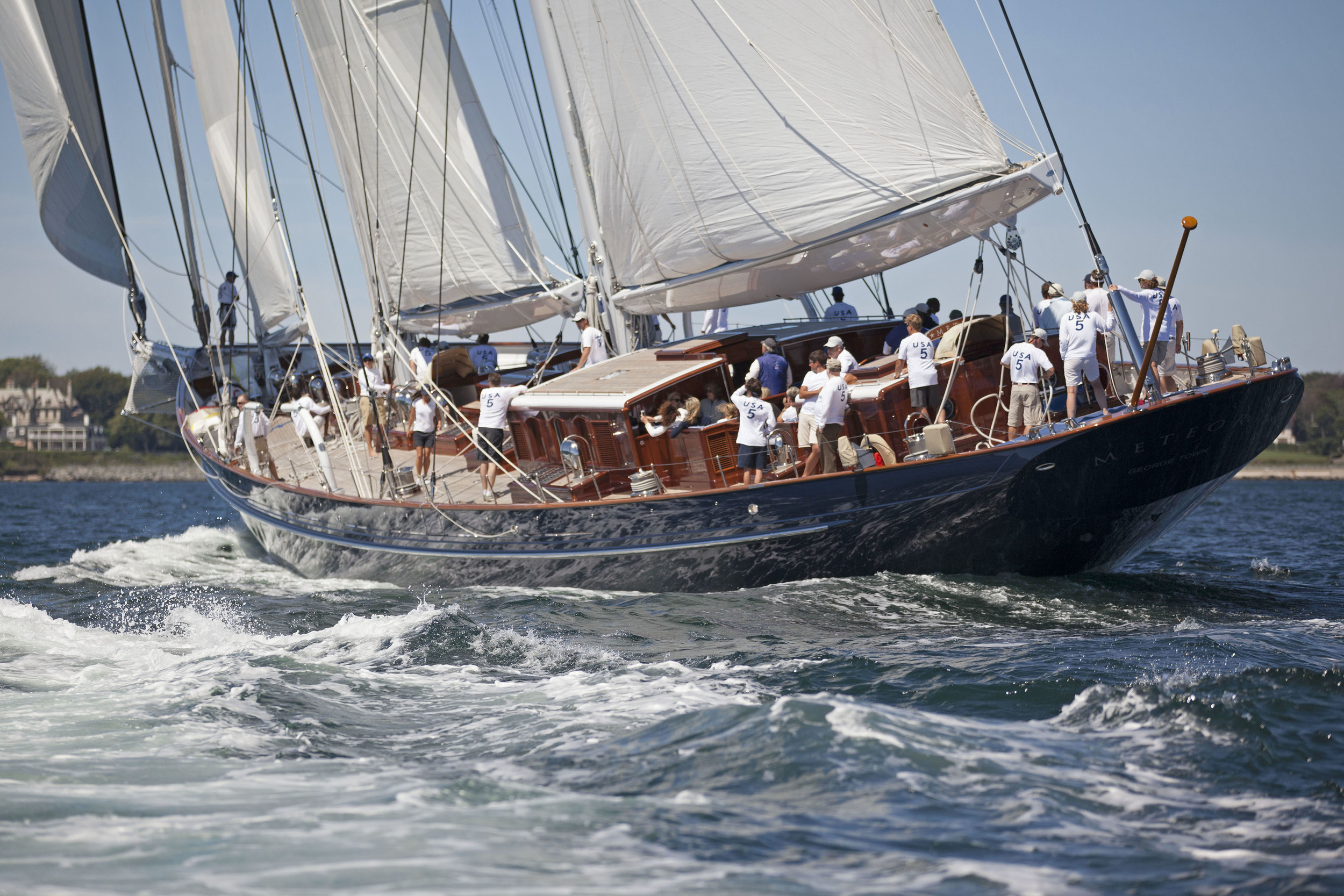 Meteor , the 170’ (52 meter) schooner built by Royal Huisman will compete in the 2016 Candy Store Cup. (photo credit: Bill Black)