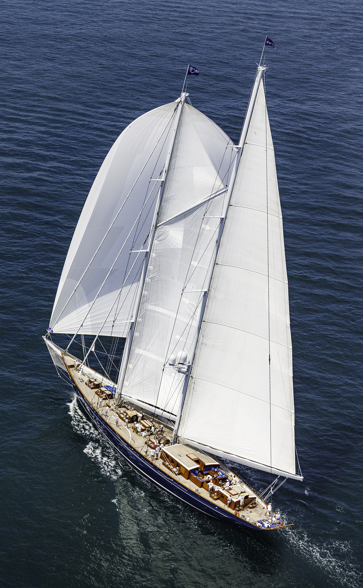 Meteor , the 170' (52 meter) schooner built by Royal Huisman and co-owned by Dan Meyers, competes in the 2016 Candy Store Cup. Photo: © Rod Harris
