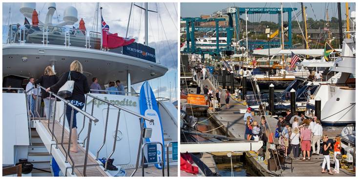 Twenty five luxury yachts, ranging in size from 60’ (18.3m) to 198’ (60.4m), lined the docks at Newport Shipyard for the 2017 Newport Charter Yacht Show presented by Helly Hansen. (photos by Jennifer Tinkoff) Click photo to download in high resolution