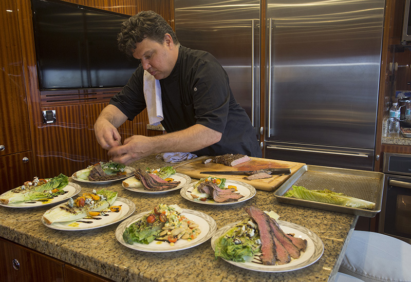 Ian Gabbe , chef onboard the 116' yacht Renaissance , won the Best Charter Yacht Chef competition, sponsored by ISS GMT and Denison Yacht Sales, at the 2017 Newport Charter Yacht Show. (photo © Billy Black)