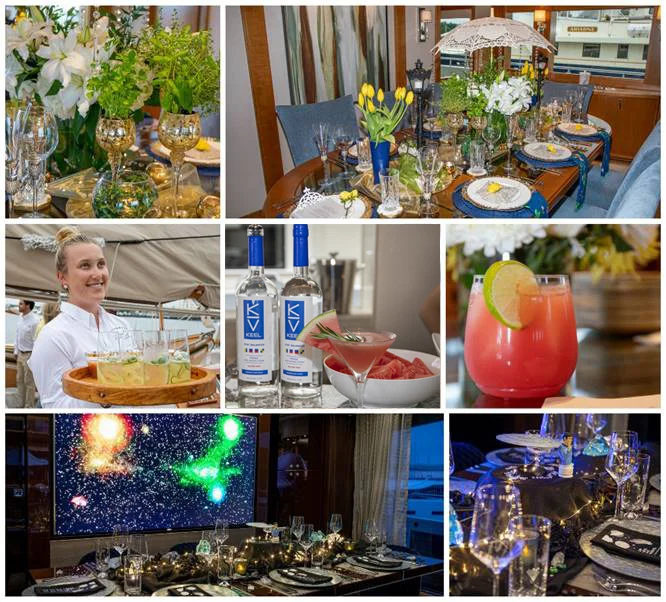 Top row : Tablescaping Pro Favorite “Singing in the Rain” M/V Endeavour; Second Row : Specialty Cocktail top-three finishers S/V Columbia, M/V Invision and Magical Days ; Third Row : Tablescaping Fan Favorite “Eat Long and Prosper” Star Trek M/ V Enterprise (photos by Billy Black)