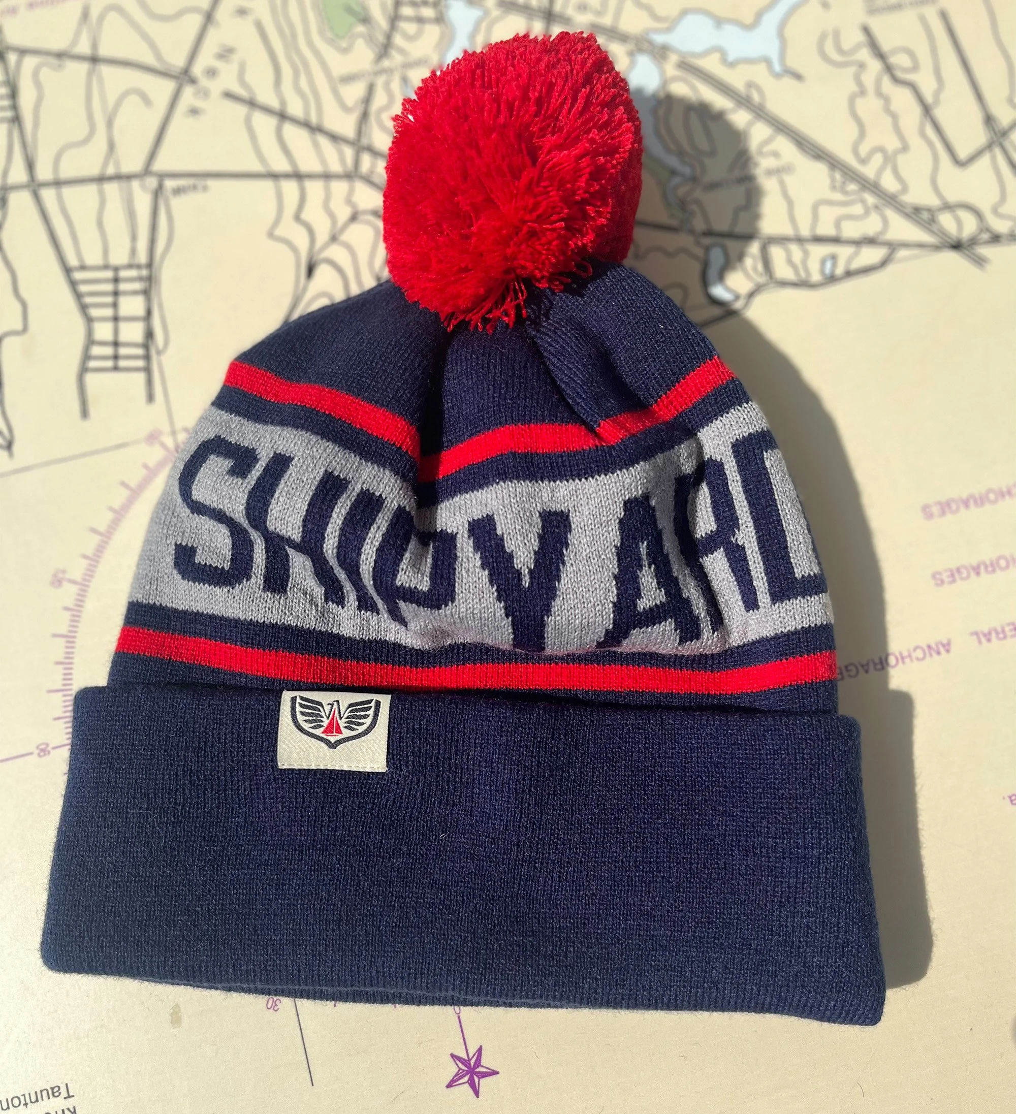 NWOT St. Andrews Old Course navy and pink pom beanie Shop - St Andrews Links : The Home of Golf main image 2