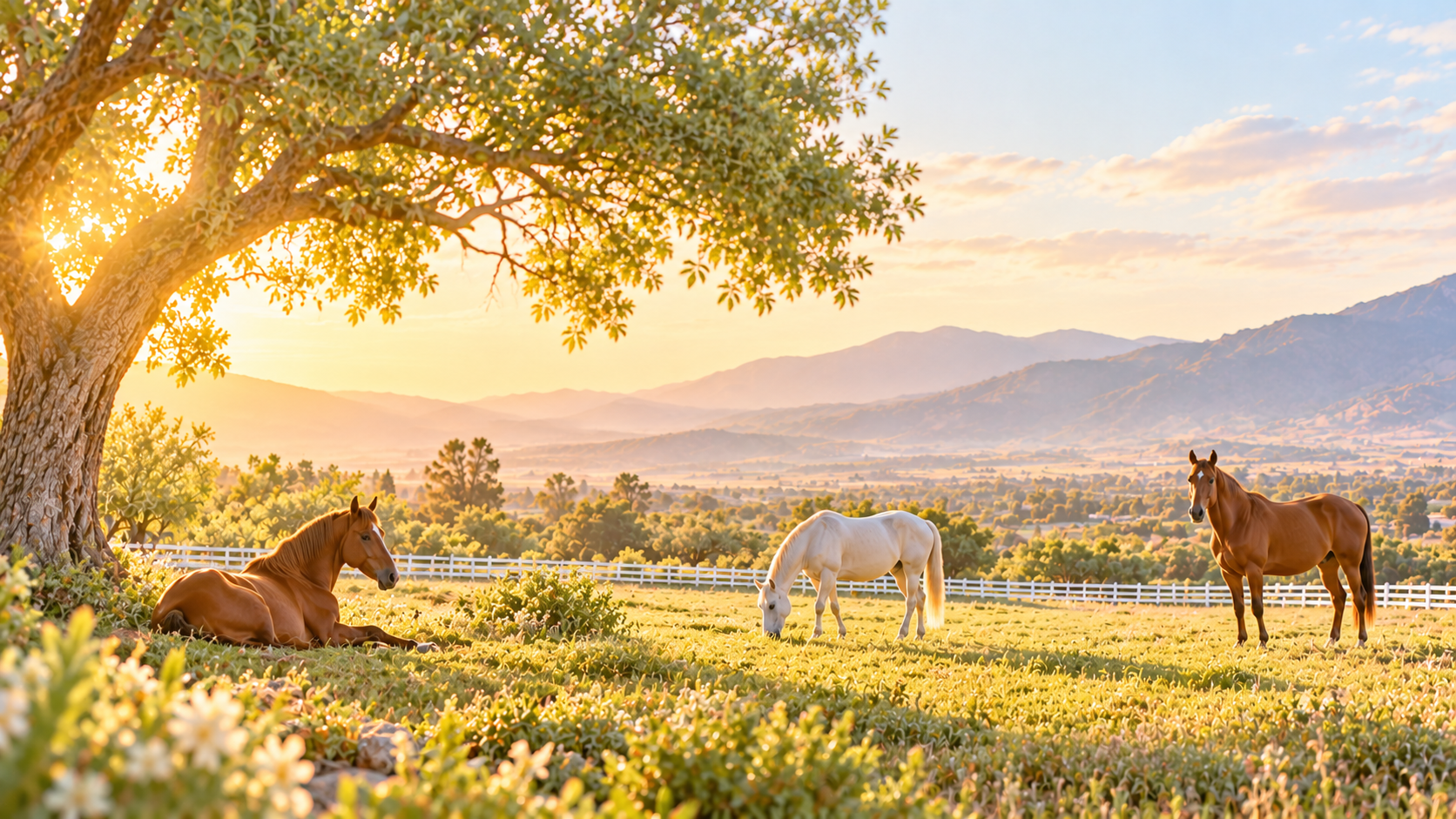Golden Hour Horses in a Mountain Meadow.png