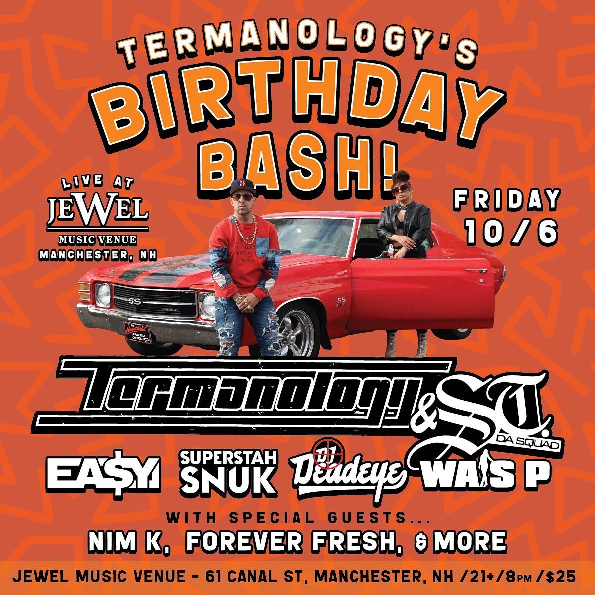 I did this flyer for @termanologyst Birthday Bash! Catch him live with  @stdasquad - @easymoneyst @superstahsnuk @deadeyestdot - @waispmusic &amp; more! 10/6 at @jewelmusicvenue in Manchester NH #newenglandhiphop #stdasquad #hiphop #newengland #noize