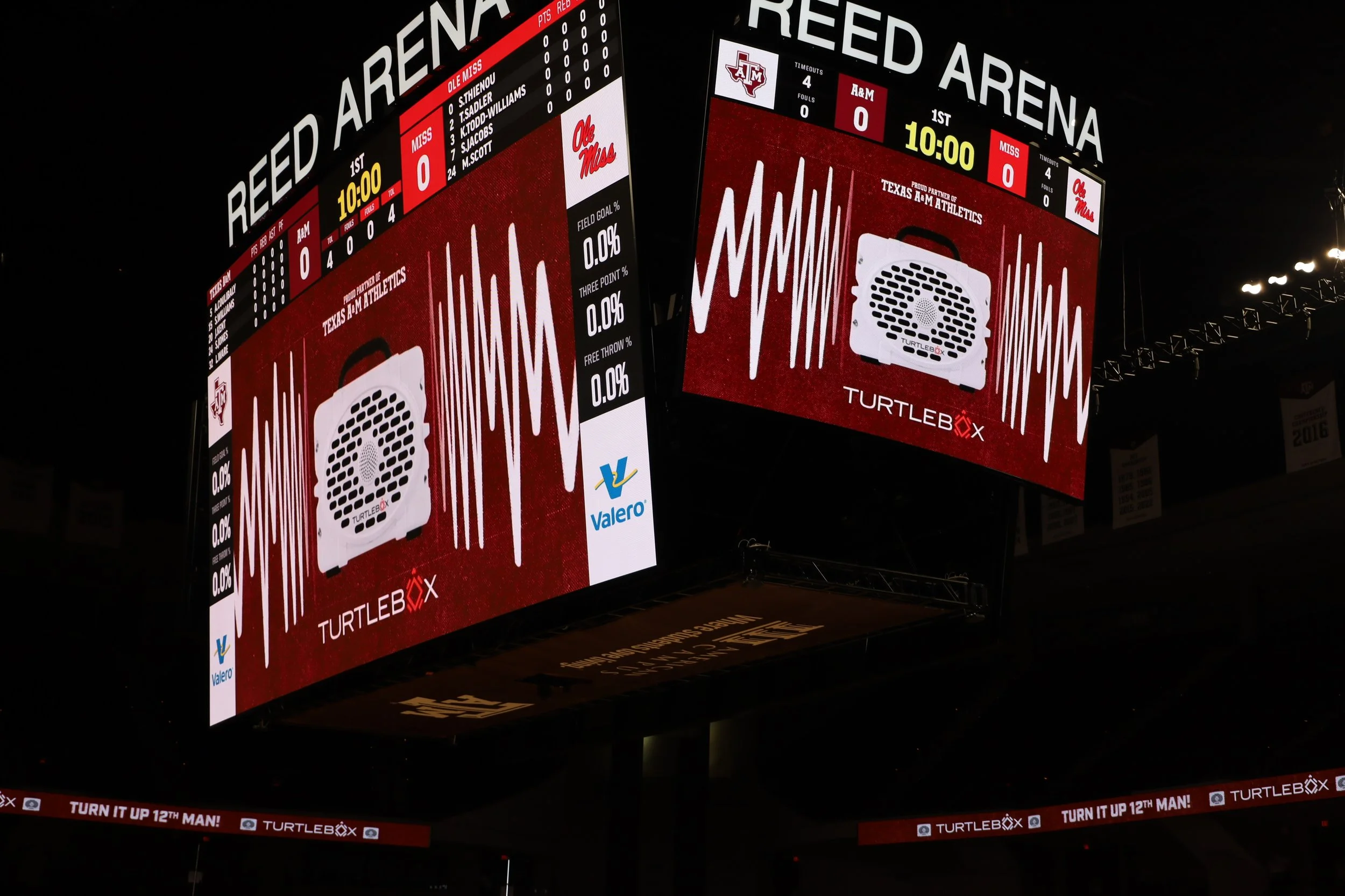 Stadium graphics at Texas A&M's Reed Arena