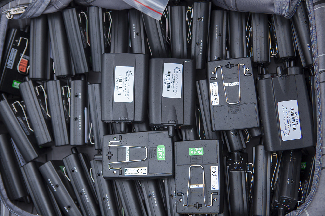 These receivers and a headset was given to each audience member as they boarded the public ferry. Hockaday held a microphone with a transmitter that broadcasted the performance to the receivers from the stern of the ferry. 