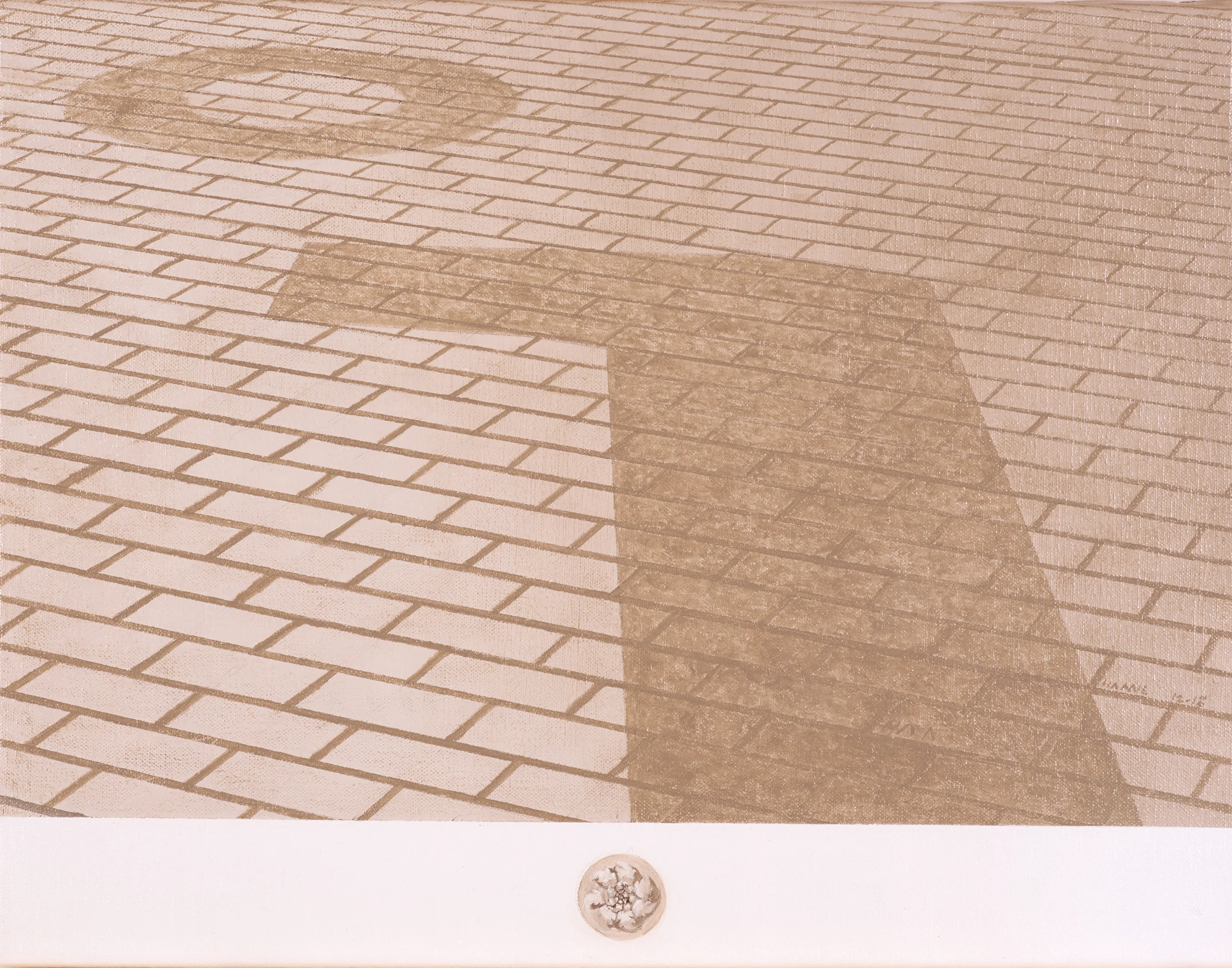 Pavement Marks of Roman Structure, Barcelona, 2019. Oil on linen; 32.5 x 42 cm