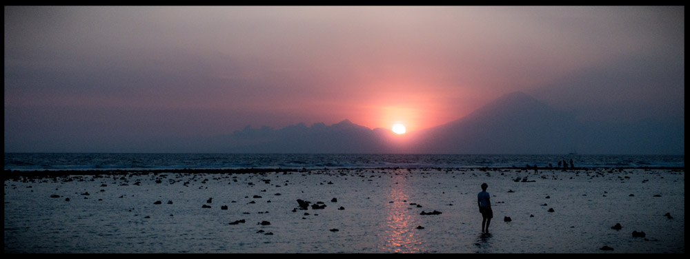 Beautiful sunset with Bali in sight.