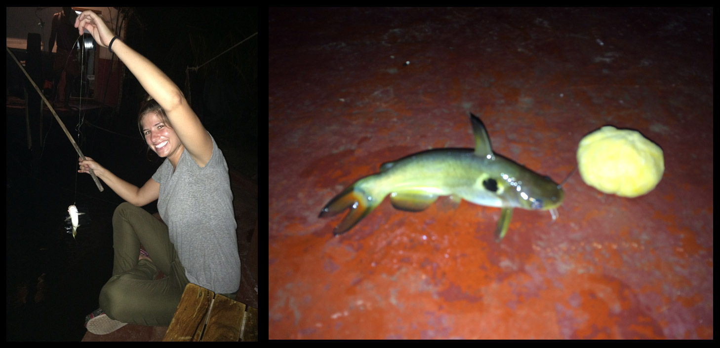 Fishing at night on the houseboat. Caught a whopper!!!!!!