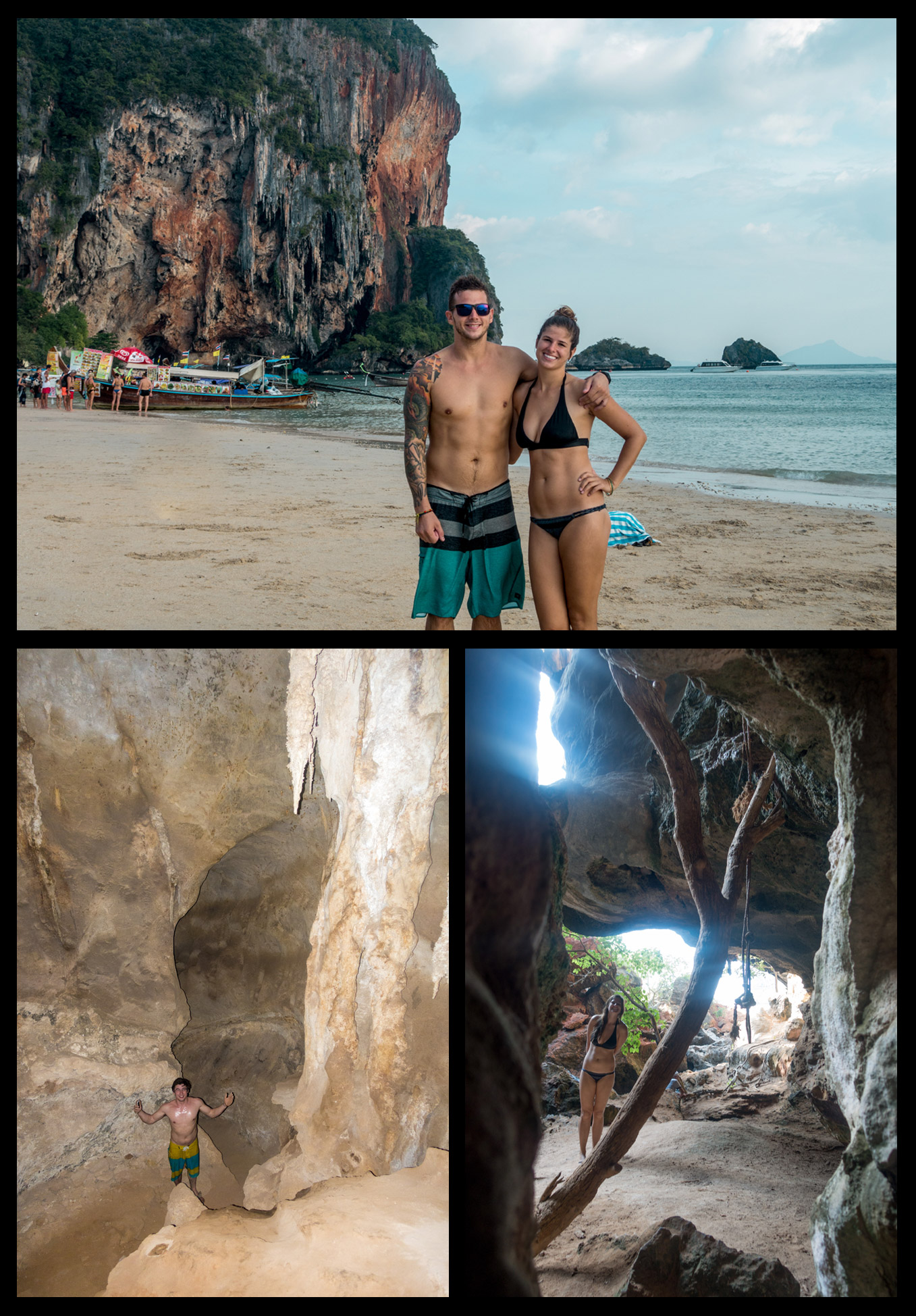 Exploring the caves. 