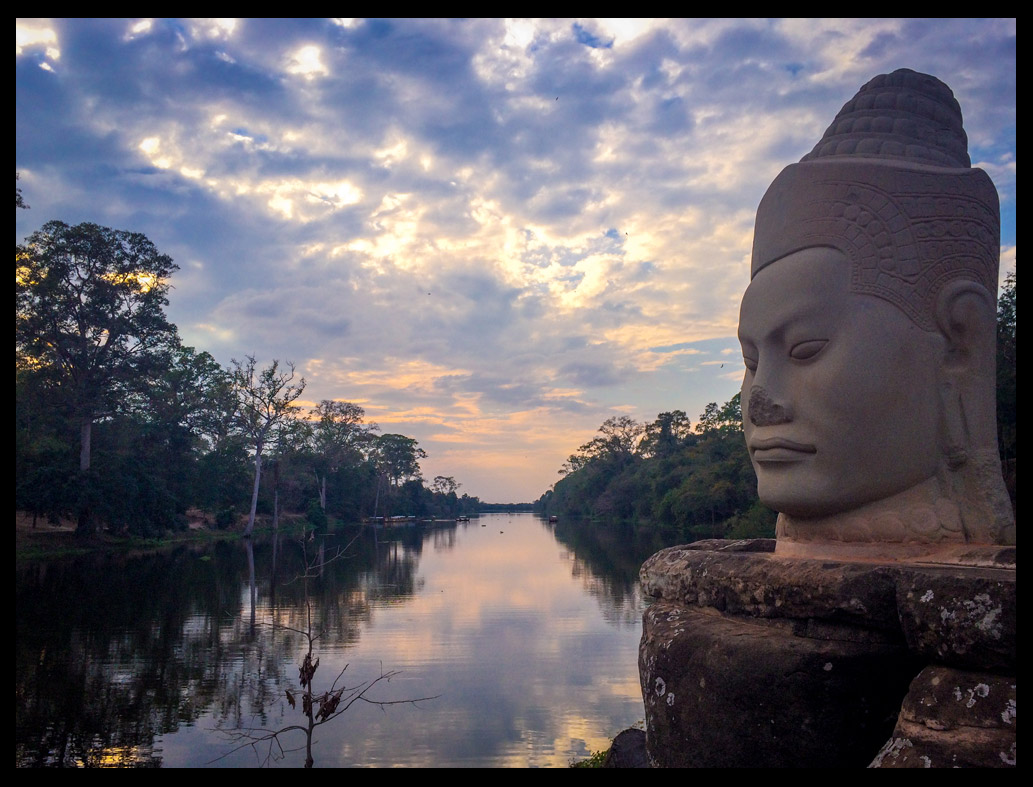 The many stone warriors surrounding the gates of Angkor Thom. 