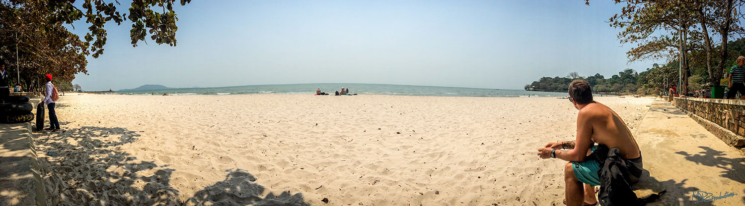 Kep Beach- letting the food settling while we waited for our bus. 