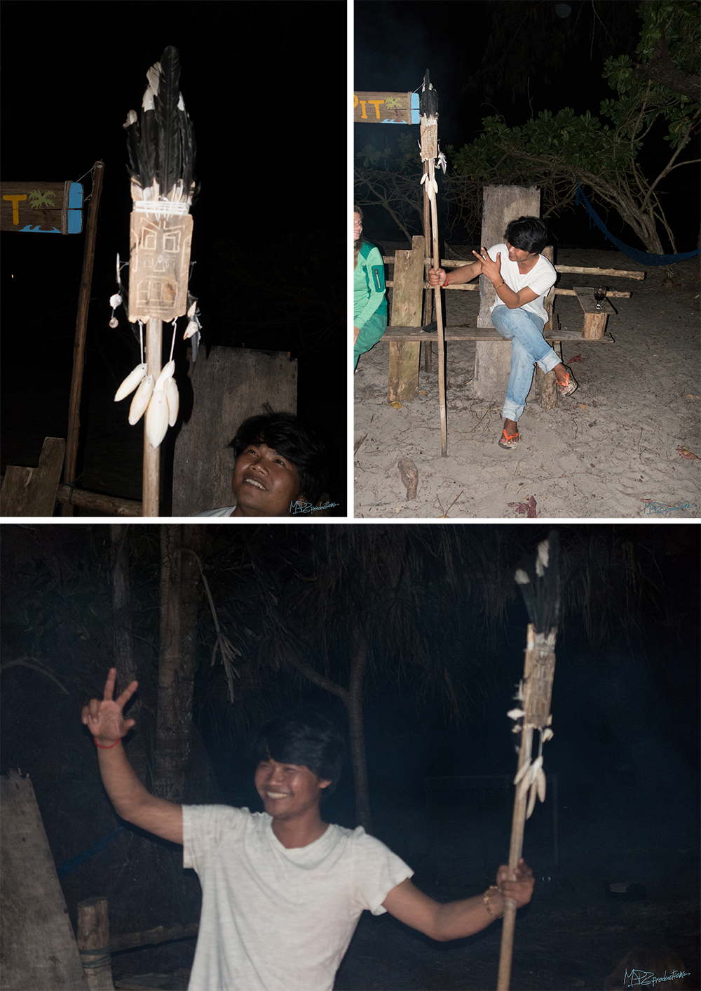 Two Finnish guests (Anna and Edo) made Nak a shaman stick on our last night! 