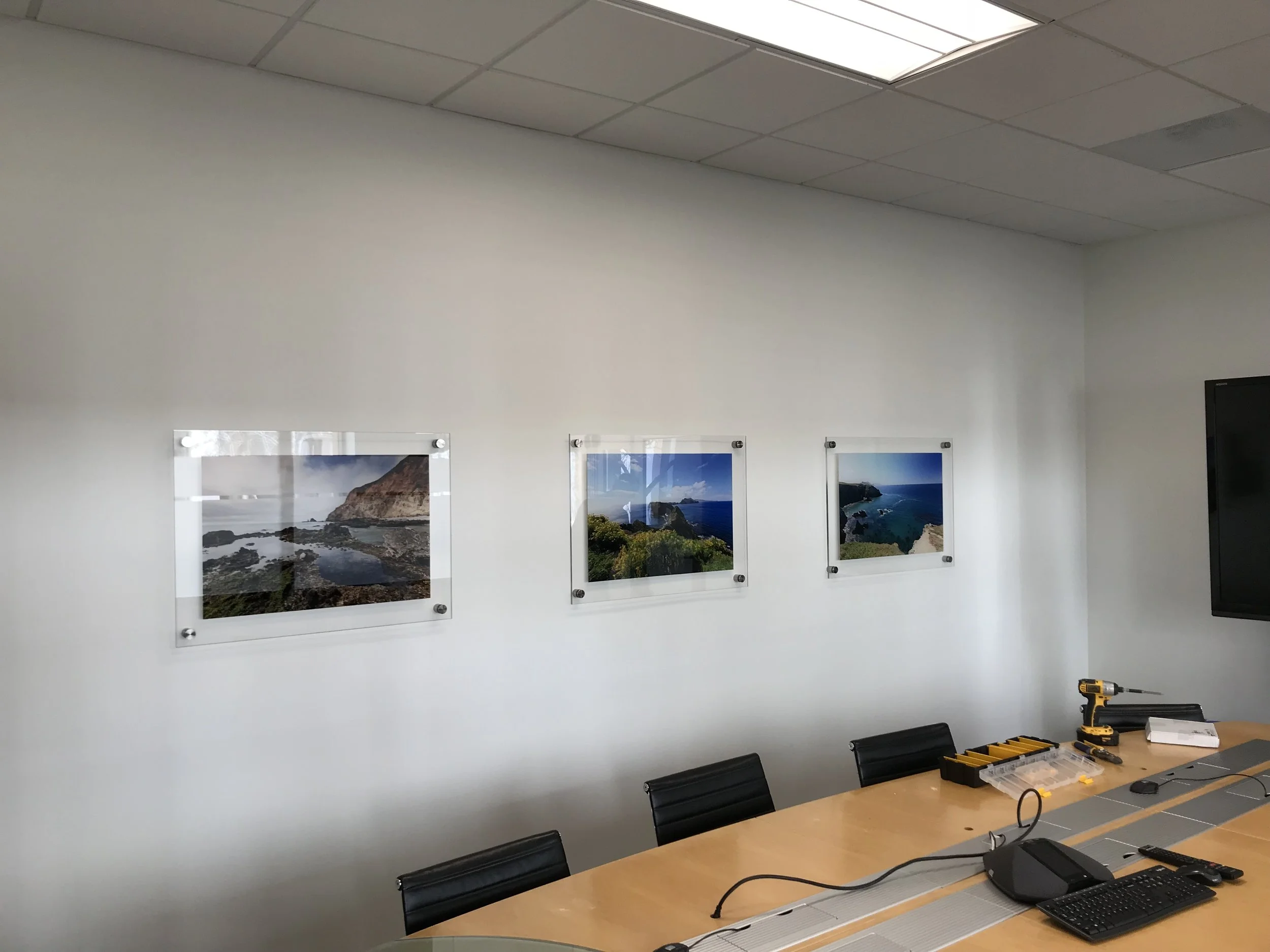 1/2" thick clear acrylic with digital print mounted on second surface