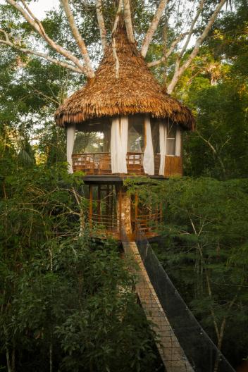 Guests of the Treehouse Lodge Resort in Peru sleep above the forest canopy. PHOTOGRAPH COURTESY TREEHOUSE LODGE