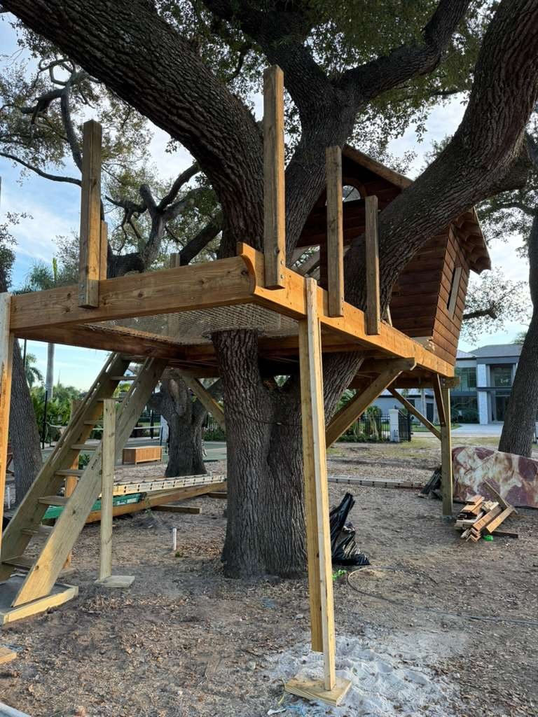 Having fun working with these funky Floridian branches. Swipe to see our progress and stay tuned for the final reveal soon!