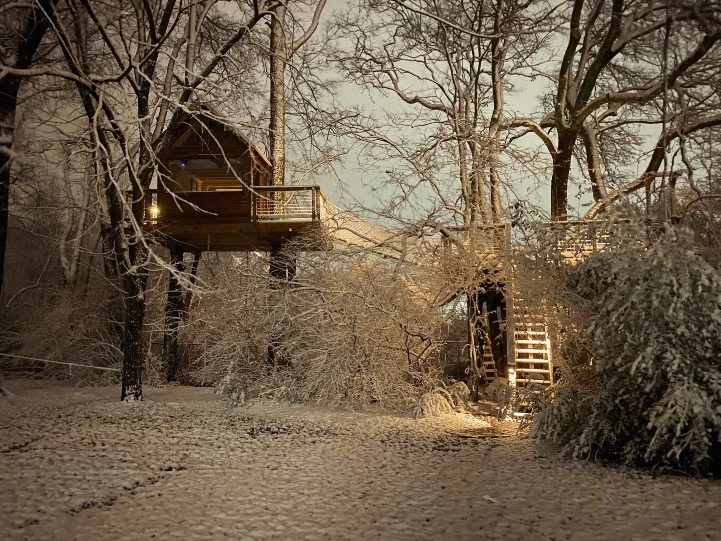 Stillness all around and magic in the air. Merry Christmas to all who are celebrating today! 🌲❄️

#treehousechristmas #liveabletreehouse #snowcoveredtreehouse