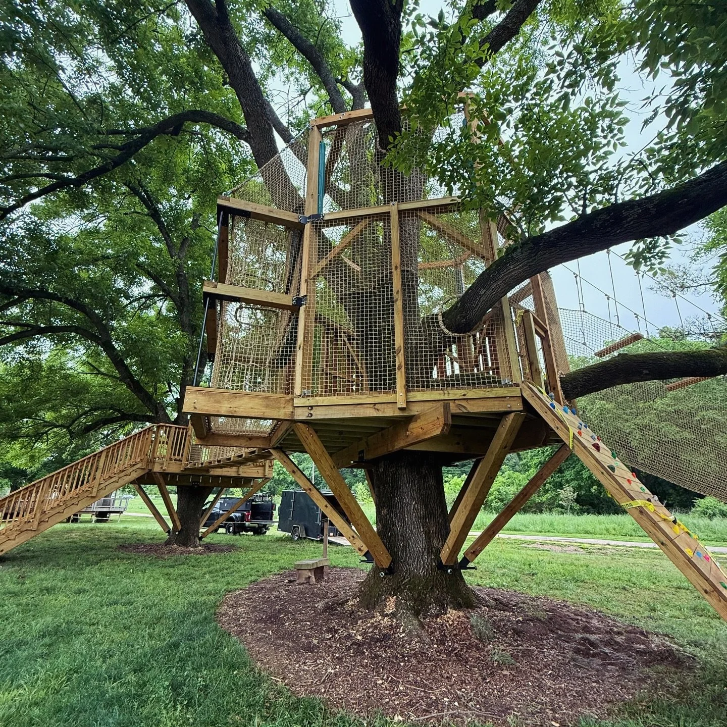 The Treehouse Playground at Bluebird Park is done!✔️ With a net tower and climbing tunnel, suspended bridge and climbing wall, this playground was made for our adventurous littles. Opening to the public soon!

#bellavista #treehouseplayground #parkpl