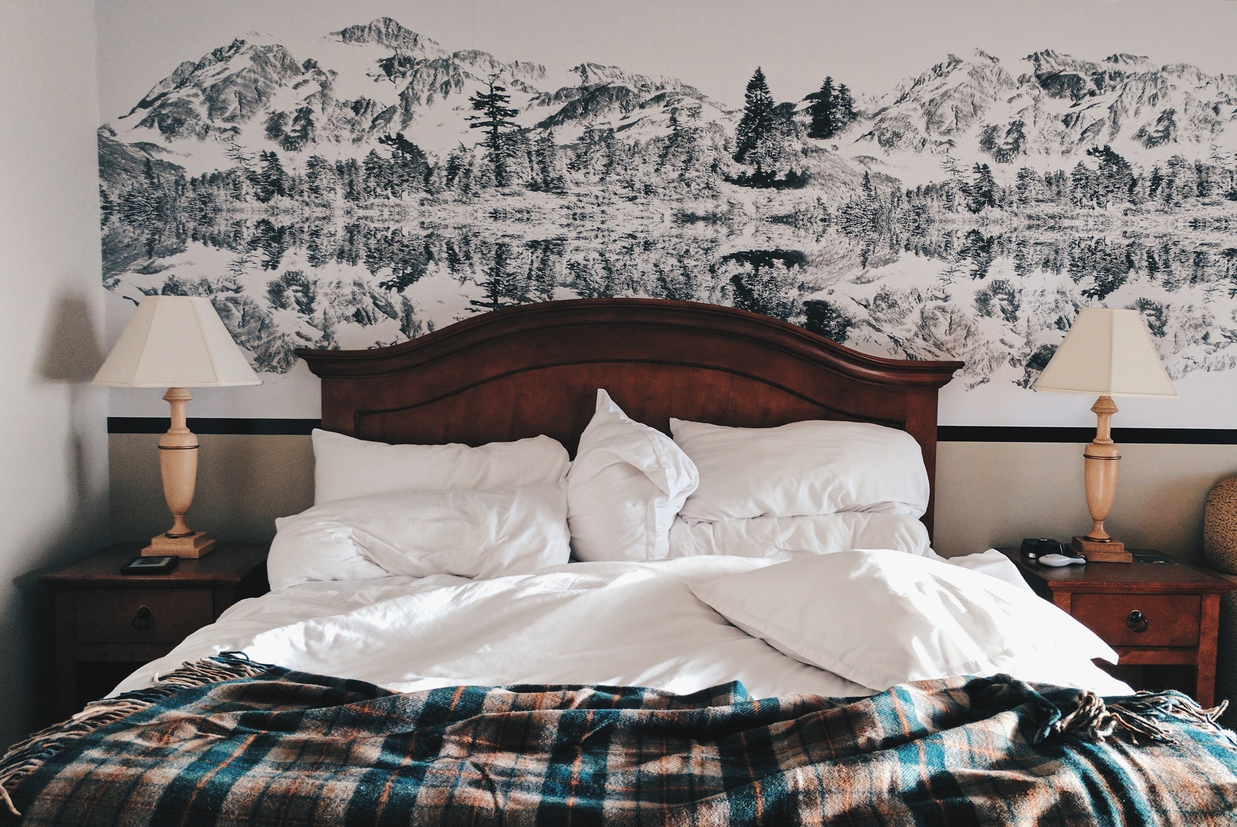 Bedroom view; Pendleton blanket was a gift from my brother during the stay ;)