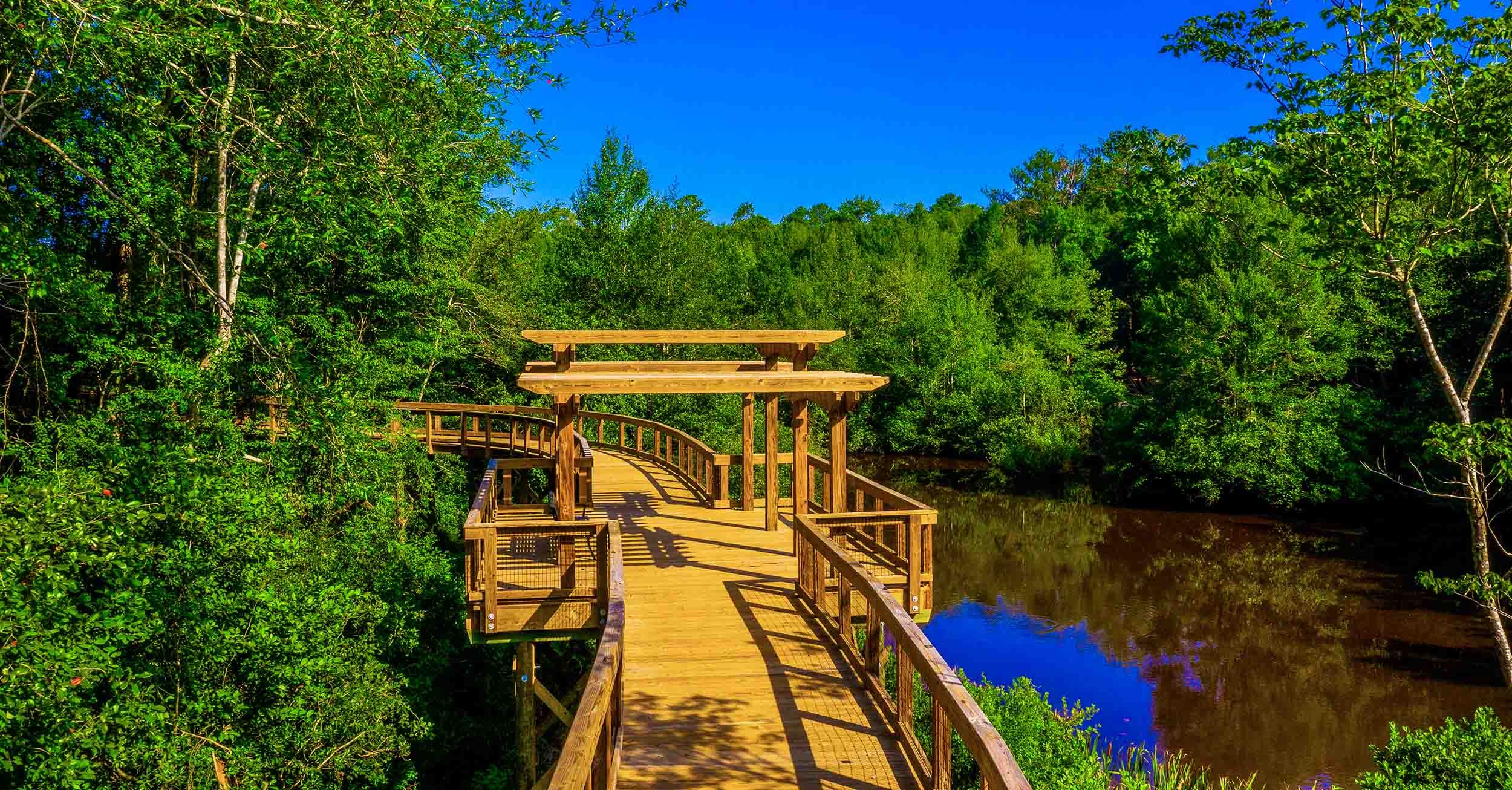 pedestrian wood bridge