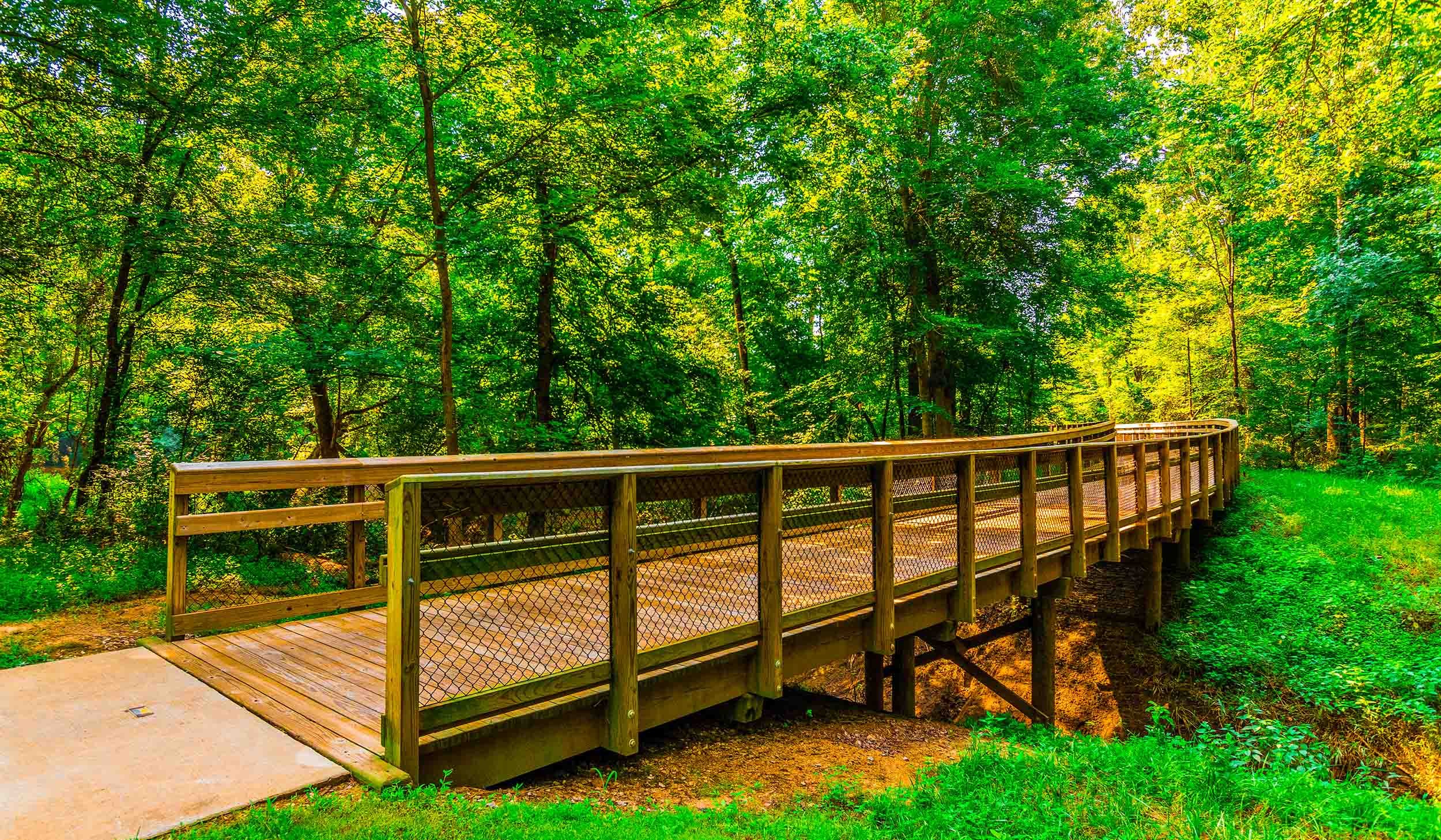 pedestrian wood bridge