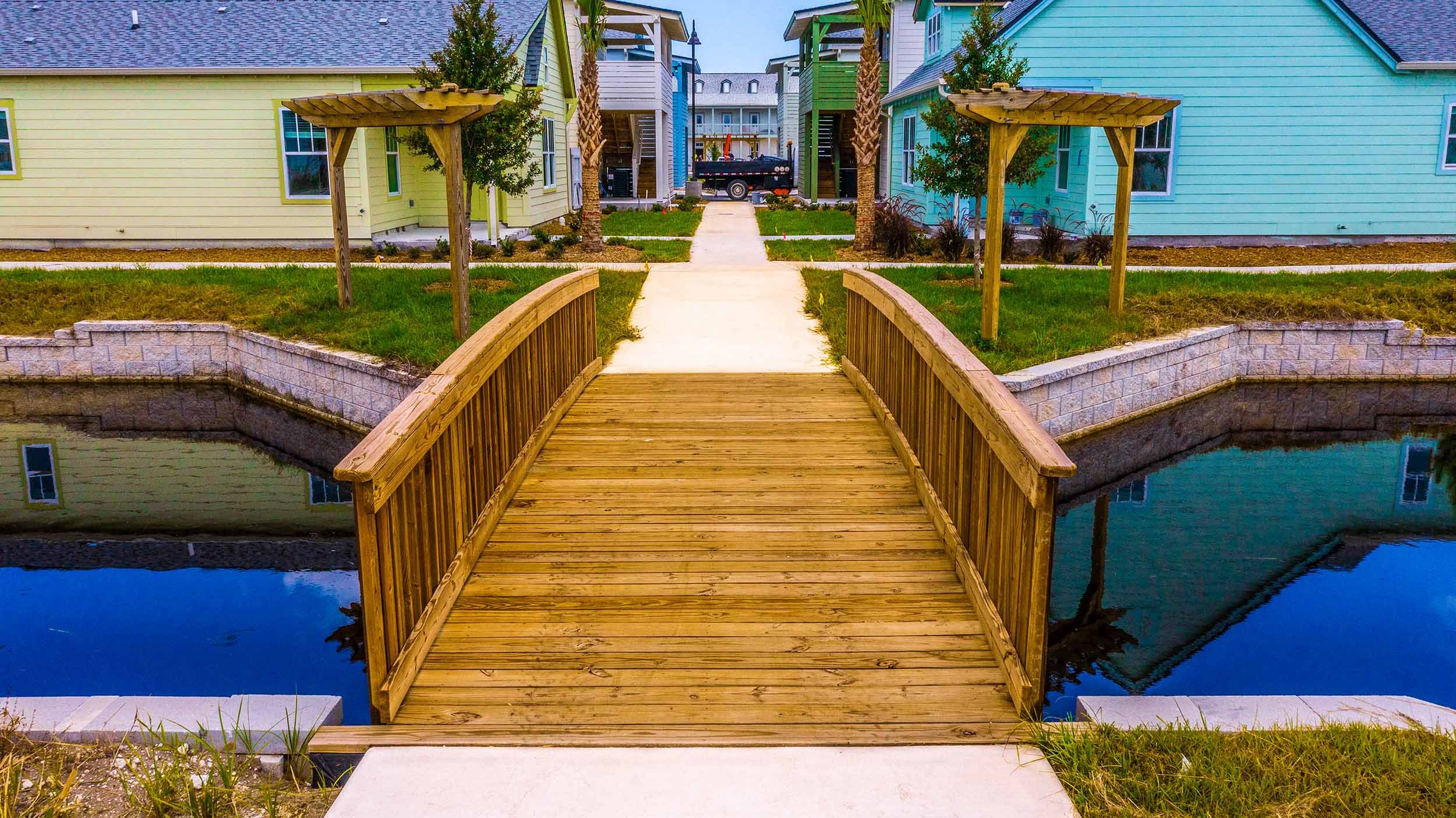 pedestrian wood bridge