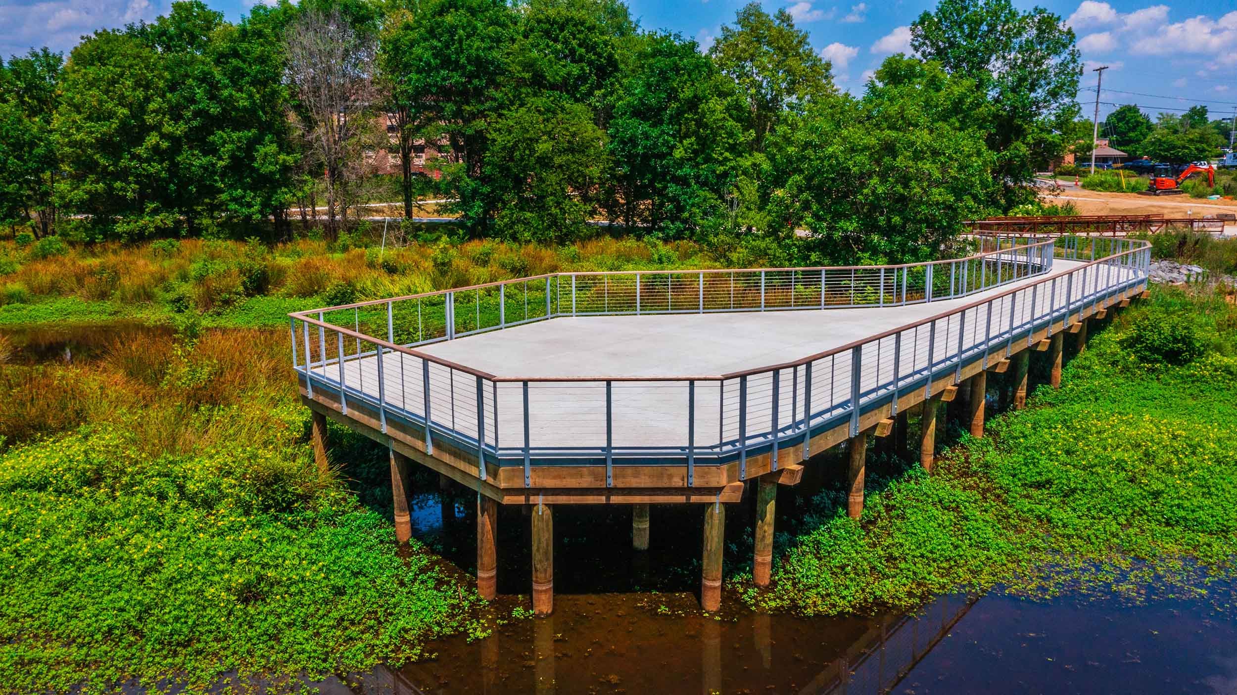 elevated wood boardwalk