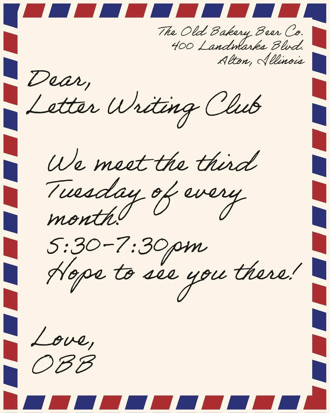 Letter Writing Club is back on Tuesday!  It is totally free to join us, and we provide stationary, stamps, writing utensils, and inspiration.  It’s a great way to get off your screen for a while and reconnect with people near and far… an