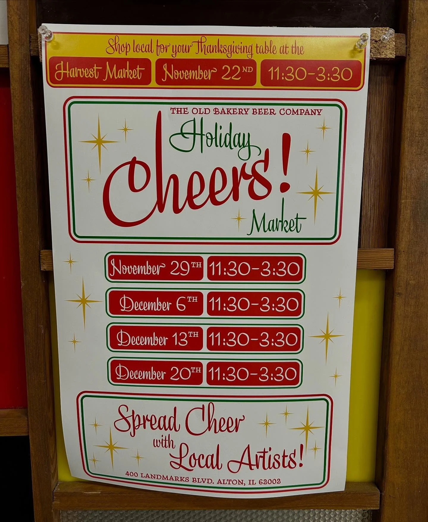 Holiday Markets start next Saturday, November 22!  Join us every week until Christmas to do some holiday shopping and support local artists!