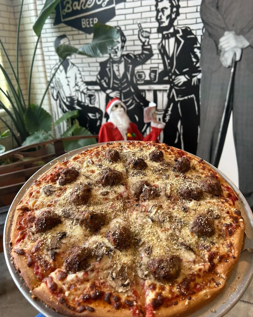 Happy Pizza Thursday!  Today&rsquo;s Specialty Pizza is topped with marinara, mozzarella, meatballs, mushrooms, and an herby parmesan sprinkle.  Just $18 for this 14&rdquo; specialty pizza, or you can opt for a build-your-own option.

Pizzas will be 